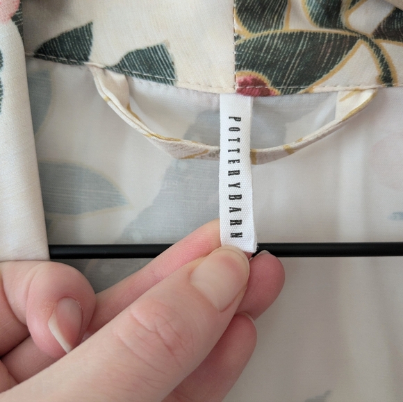 Pottery Barn Nola Silky Piped Robe Floral Bird Print Size Medium - Picture 4 of 7